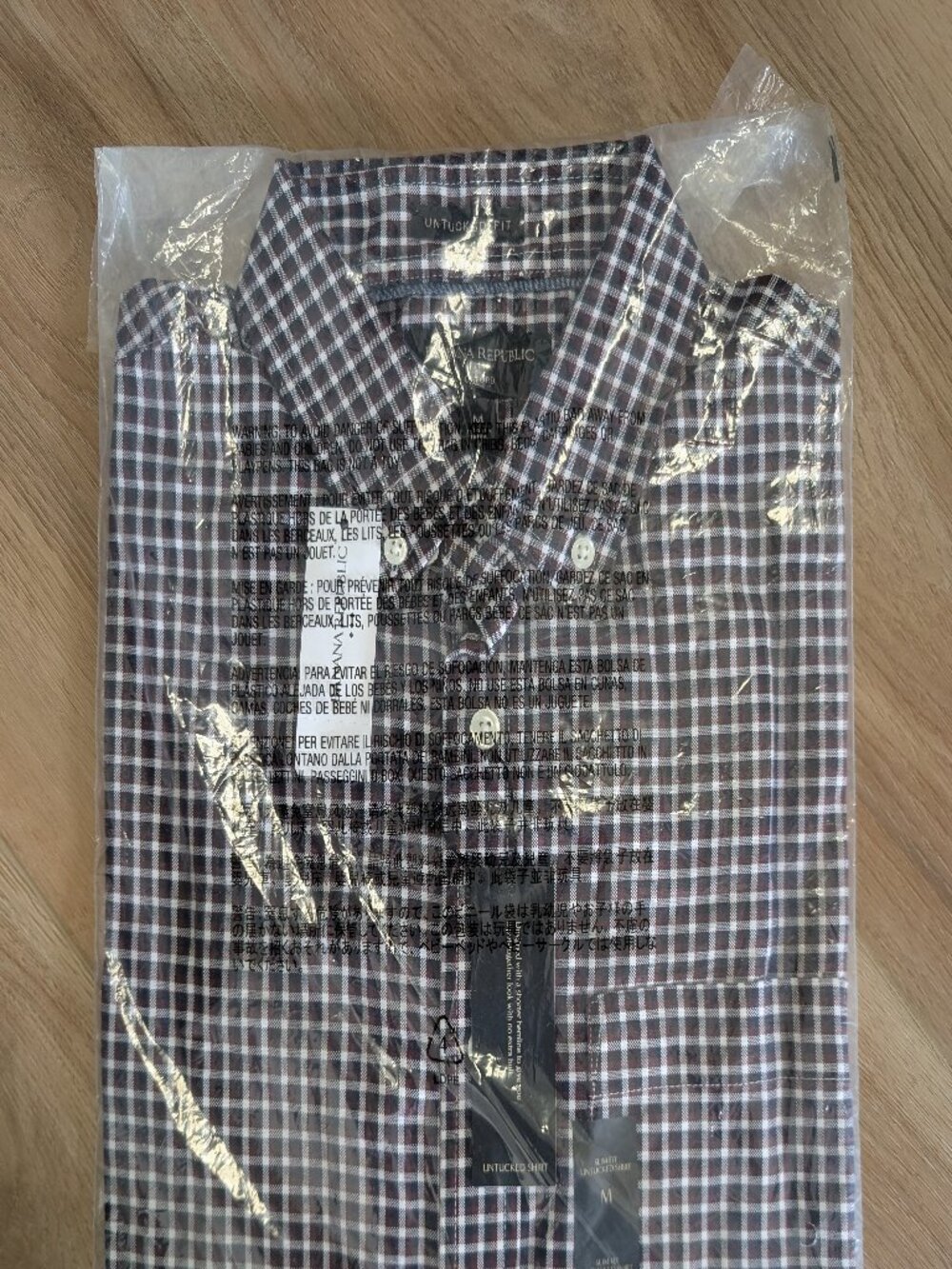 Banana Republic Factory Mens Medium Slim Fit Untucked Oxford Shirt Burgundy Navy